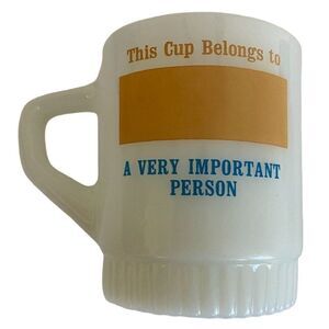 Anchor Hocking Fire-King Teachers White Milk Glass Cup Mug Mid Century Modern